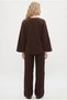 Women's Katty 100% Cotton Tie-Waist Elastic Waist Muslin Woven Top and Bottom Brown Set - 5