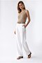 2186 Women's High Waist Double Pleated Palazzo Pants White - 3