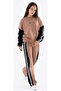 Girl's Heart Patterned Stripe Detailed Gradient Brown Color Tracksuit Set - 2