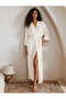Women's Combed Cotton Long Dressing Gown – Lace Detailed Belted Comfortable Nightgown Top Home Wear - 7