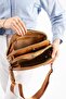 Women's Hand and Shoulder Bag with Double Zipper, Multi-Compartment, Cross Strap, Brown - 3