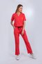 Zarf Collar Doctor Nurse Uniform with Removable Sleeves Soft Lycra Scrubs Coral Color - 4