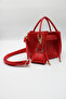 Women's Red Drawstring Crossbody Hand and Shoulder Bag with Charm Accessories - 4