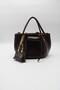 Women's Brown Drawstring Crossbody Hand and Shoulder Bag with Charm Accessories - 2