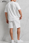 Bklyn Printed Cotton Fabric Unisex T-Shirt-White Shorts Set - 5