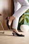 Two-Buckle Hazelnut Heeled Women's Shoes 4 cm Skin Black - 4