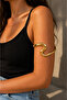 Gold Organic Form Arm Sleeve Modern Design Women's Upper Arm Accessory - 6