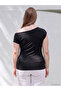 Black Boat Neck Plus Size Gathered Blouse - 4