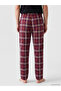 Burgundy Regular Fit Plaid Men's Pajama Bottoms - 4