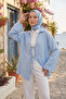 Light Blue - 100% Cotton Pocketed Lace-Up Women's Hijab Kimono 1165-Tes - 3