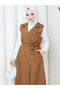 Women's Double-Breasted Buttoned Belted Long Vest Rc3150 - 5