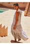 HALTER EMBROIDERED TIERED DRESS