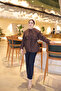 Brown Tissue Collar Striped Shirt - 2