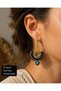 Handmade Black Macrame Earrings with Turquoise Bead Detail Bohemian Ethnic Women's