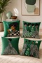 Green Girls Patterned 4-Piece Throw Pillow Cover Set - 2