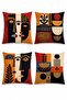 Abstract Masks Patterned 4-Piece Throw Pillow Cover Set - 3