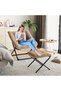 Extra-Large Comfort, Foldable Living Room Armchair With footstool, Easy-to-clean Synthetic Upholstery, Sturdy Metal Frame, Ideal for the Living Room, Bedroom or Relaxation Area, Brown - 4