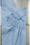 Viscose Fabric Elastic Waist Striped Skirt 0348-10 Baby Blue - 3