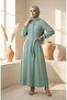 Button Detailed Elastic Sleeves Hijab Double Set 2288-02 Green - 3