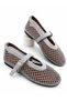 Women's Gray Mesh Mary Jane Ballerina Buckle Round Toe Summer Casual Shoes Valencia - 2