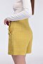 Women's Gold Button Detailed High Waist Winter Shorts with Pockets - 5