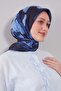 وشاح من القطن الحريري بنمط مختلط باللون الأزرق - 3