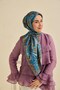 Tivil Silk Scarf Ist 11504- 19 Oil Green-Turquoise Ethnic Pattern - 5