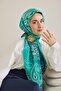 Twill Silk Scarf Classic Motif Turquoise 90X90 - 3