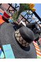 Black Wide Brimmed Straw Women's Beach Hat - 2