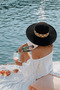 Black Wide Brimmed Straw Women's Beach Hat