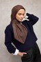 Cotton Polyester Soft Scarf Anthracite Geometric Patterned Non-Slip Textured Tok Duruşlu 90X90 - 4