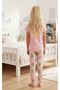 Girl's 100% Cotton Compact Combed Cotton Buttoned Crew Neck Pajama Set - 3