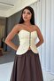 Pilise Detailed Design Women's Corset - Beige