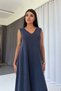 V-Neck Pique Detailed Women's Dress - Indigo - 5