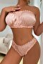 Women's Satin Gathered Stretchy Lycra Underwear Set, Dowry Set, Stylish Satin Underwear Set - 3