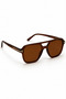 Men's Square Pilot Design Sunglasses Brown Frame Brown Glass - 4