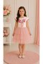 Girl's Tulle Dress with Vase Flowers Printed, 3D Flowers, Lining, and Bow, 4-8 Years Old, Birthday, Special Occasion