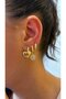Women's gold color 3-piece stone heart flower model dangle earrings - 2