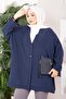 Buttoned Casual Aerobin Kimono Navy Blue - 2