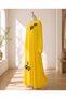 Women's Yellow Black Embroidered Hooded Bohemian Long Dress - 6