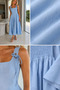 Blue Shoulder Lace-Up Patterned Dress - 5