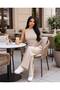 Women's Halter Neck Crop Blouse and Wide Leg Pants Two-Piece Set - 3
