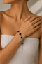Women's Steel Bracelet - Clover Design with Black Crystal Stones, Set of 5 • Gift Bracelet for Lover • Wife • Mother - 4