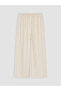 Beige Plus Size Women's Pants with Elastic Waist - 4