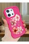 Poco C85 Compatible Case Camera Protector Red Silicone Couple Phone Case Floral Pattern