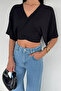 Black Women's Tie-Back Blouse - 3