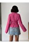 Crep Women's Striped Corset with Lace Detail, Fitted at the Waist, Pink - 8