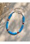 Orange Square Evil Eye Beaded Gold Detailed Necklace - 2