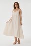 Beige Italian 100% Linen Long Linen Dress with Straps, Size 38 - 42 - 2