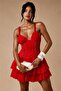 Women's Red Corseted Lace-Up Detailed Mini Length Strap Dress Nbdf284 - 2